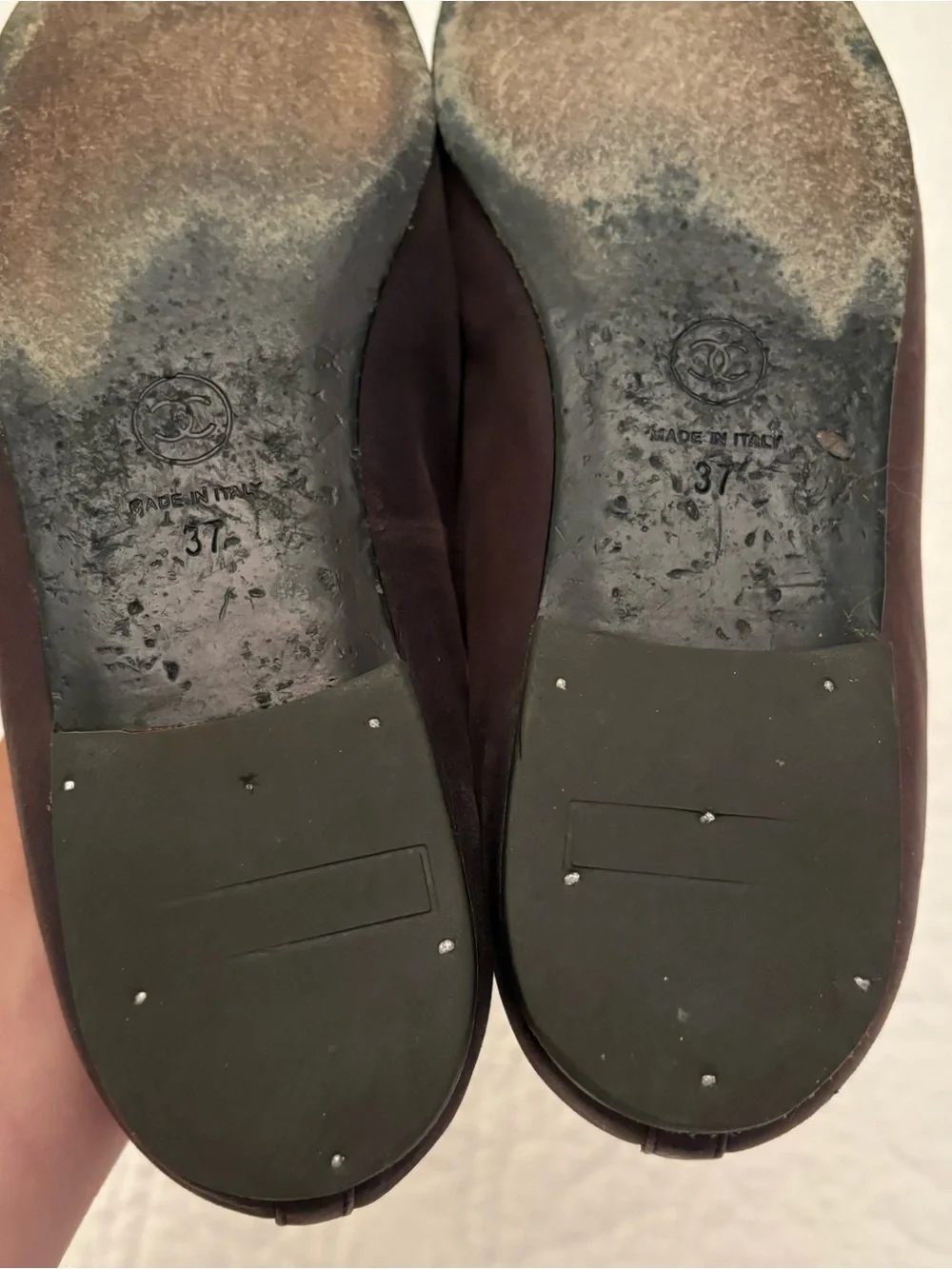 Chocolate brown chanel ballet flats size 37